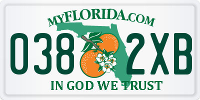 FL license plate 0382XB