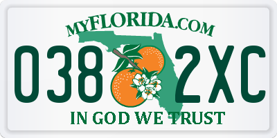 FL license plate 0382XC