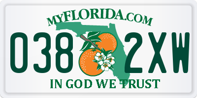 FL license plate 0382XW