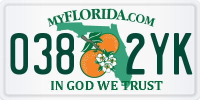 FL license plate 0382YK