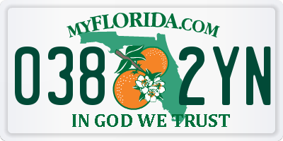 FL license plate 0382YN