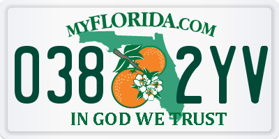 FL license plate 0382YV