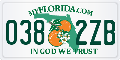 FL license plate 0382ZB