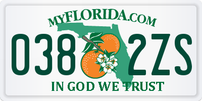 FL license plate 0382ZS