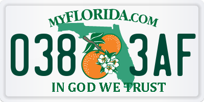 FL license plate 0383AF