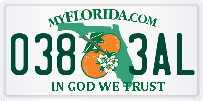 FL license plate 0383AL