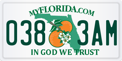 FL license plate 0383AM