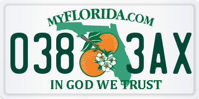 FL license plate 0383AX