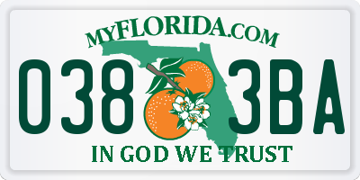 FL license plate 0383BA