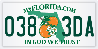 FL license plate 0383DA