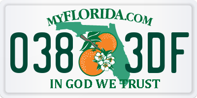 FL license plate 0383DF