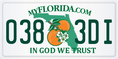 FL license plate 0383DI