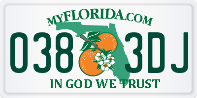 FL license plate 0383DJ