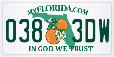FL license plate 0383DW