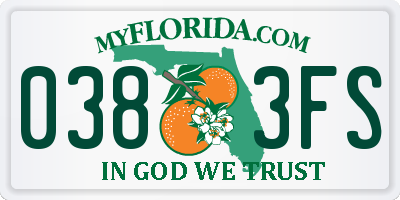 FL license plate 0383FS