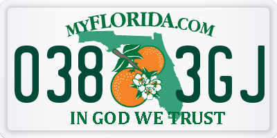 FL license plate 0383GJ