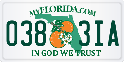 FL license plate 0383IA