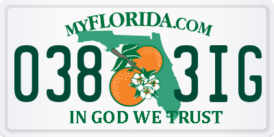 FL license plate 0383IG