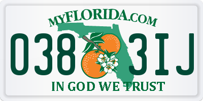 FL license plate 0383IJ
