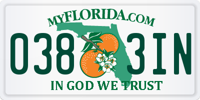 FL license plate 0383IN