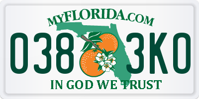 FL license plate 0383KO