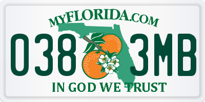 FL license plate 0383MB