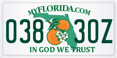 FL license plate 0383OZ