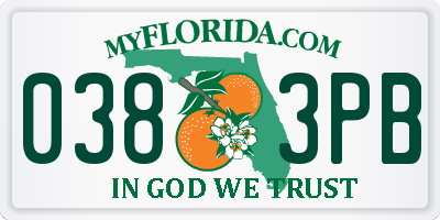 FL license plate 0383PB