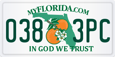 FL license plate 0383PC