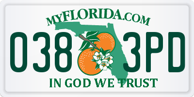 FL license plate 0383PD
