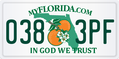 FL license plate 0383PF