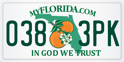 FL license plate 0383PK