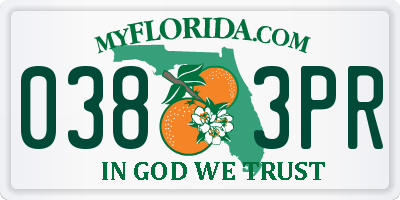 FL license plate 0383PR