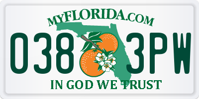 FL license plate 0383PW