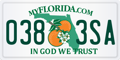 FL license plate 0383SA