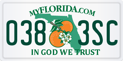FL license plate 0383SC