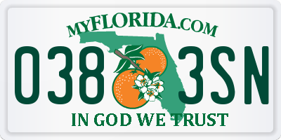 FL license plate 0383SN
