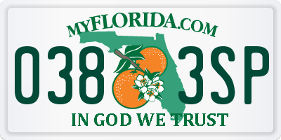 FL license plate 0383SP