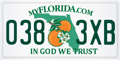 FL license plate 0383XB