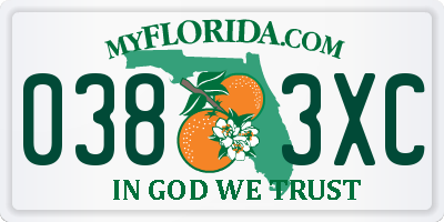 FL license plate 0383XC