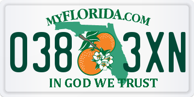 FL license plate 0383XN