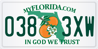 FL license plate 0383XW