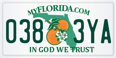 FL license plate 0383YA
