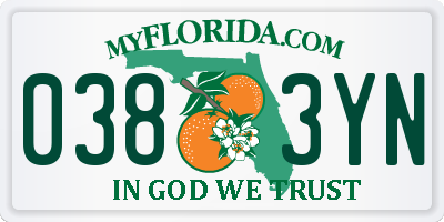 FL license plate 0383YN