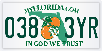 FL license plate 0383YR