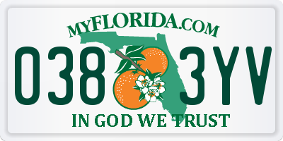 FL license plate 0383YV