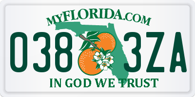 FL license plate 0383ZA