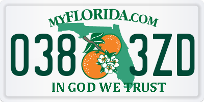 FL license plate 0383ZD