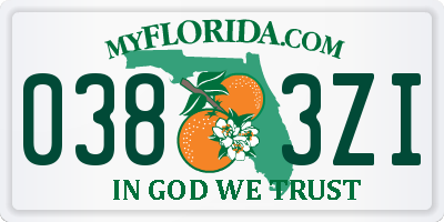 FL license plate 0383ZI