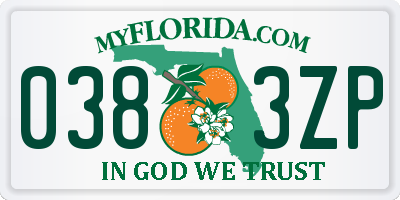 FL license plate 0383ZP
